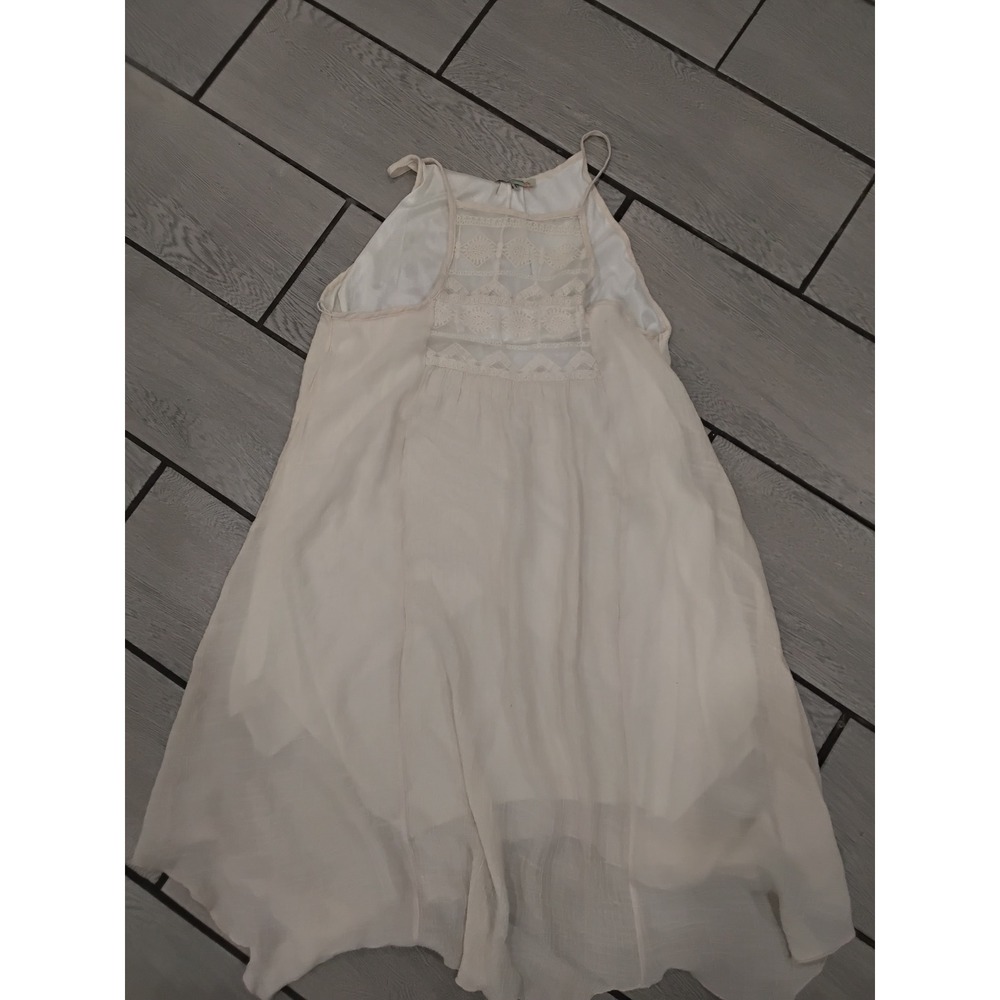 Vivid‎ Collection of NY Boho Lace Handkerchief Hem Dress Off White Cream Small